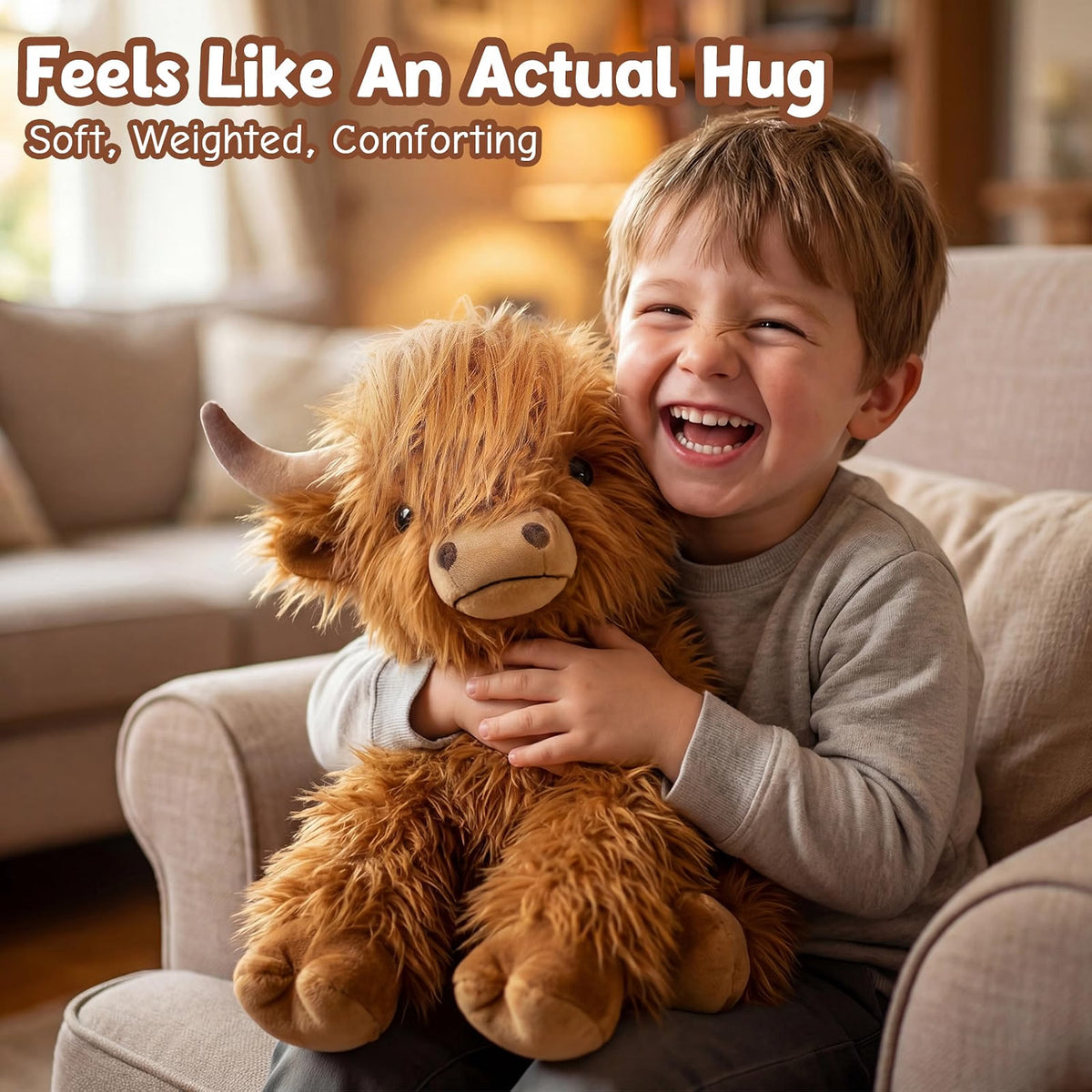 Weighted Highland Cow Plush, Microwavable Heat & Cold