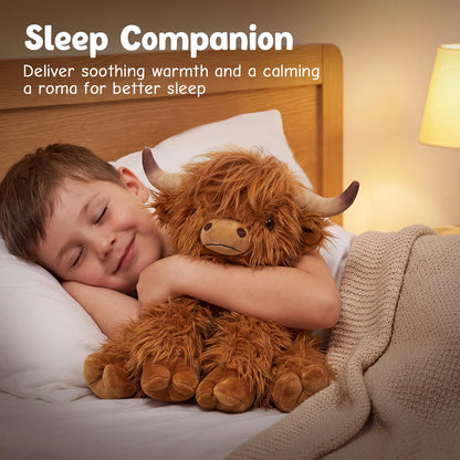 Weighted Highland Cow Plush, Microwavable Heat & Cold
