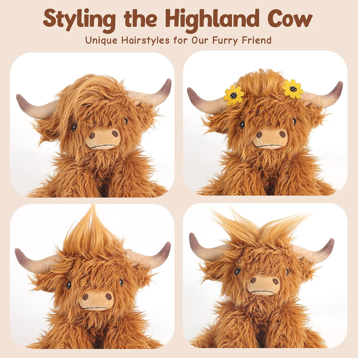 Weighted Highland Cow Plush, Microwavable Heat & Cold