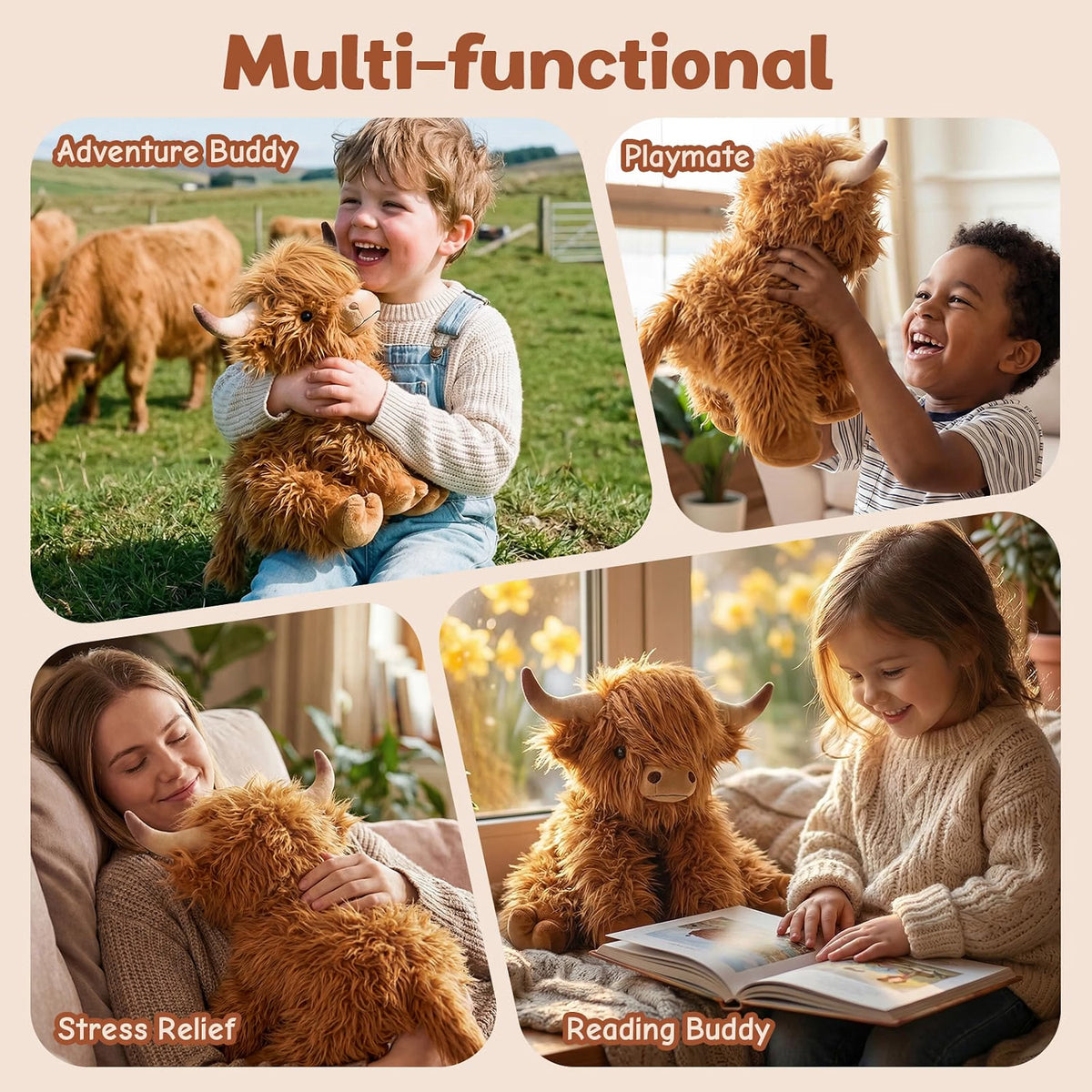 Weighted Highland Cow Plush, Microwavable Heat & Cold