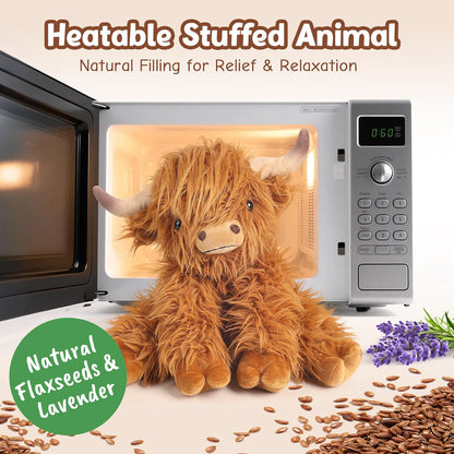 Weighted Highland Cow Plush, Microwavable Heat & Cold