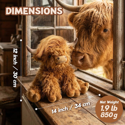 Weighted Highland Cow Plush, Microwavable Heat & Cold
